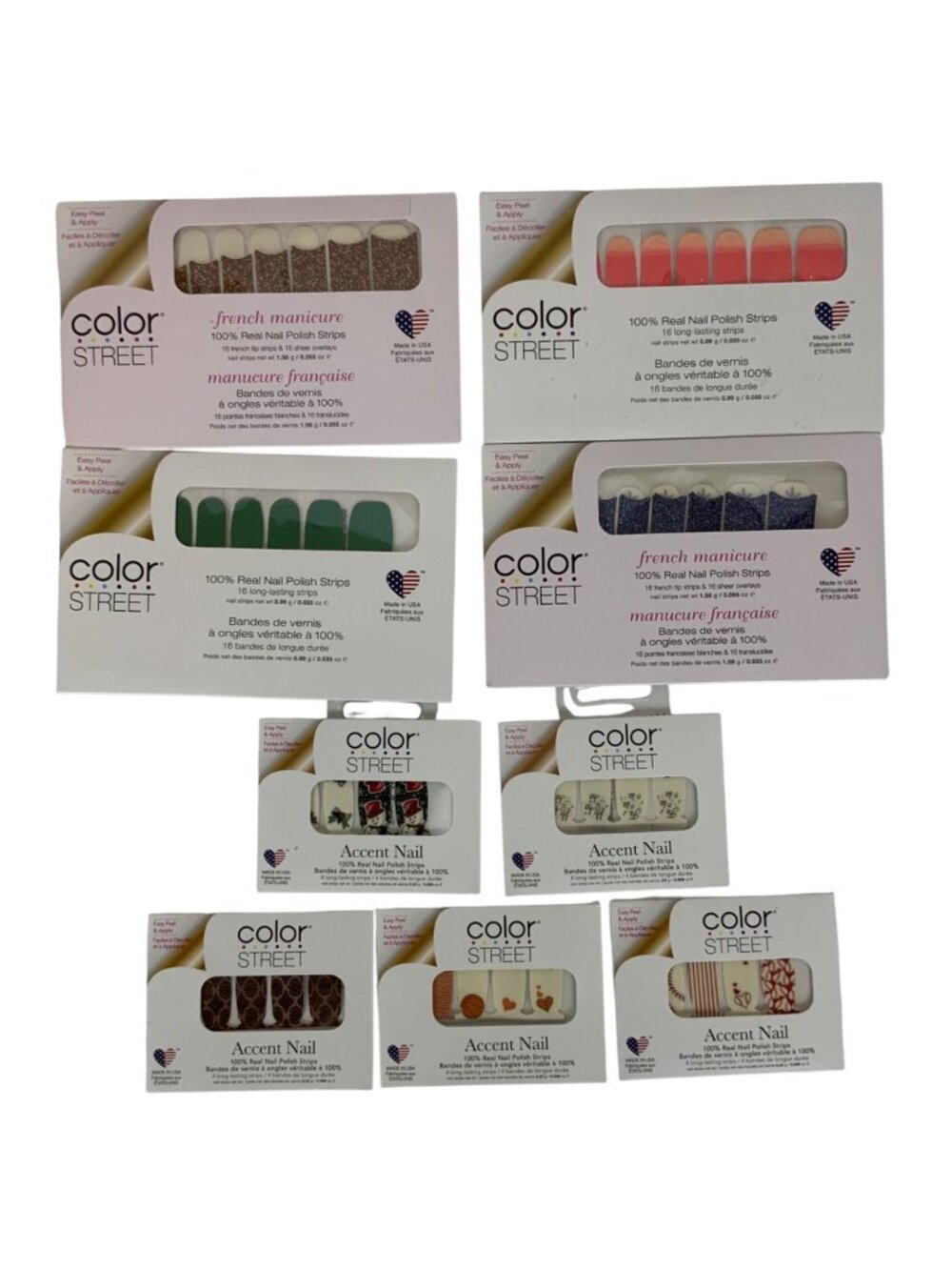 Color Street Nail Polish Strips Bundle French Manicure Accent Nails Solid Colors